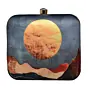 Woman Sunset In Desert Printed Clutch