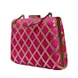 Woman Magenta Pink Gota Patti Fabric Clutch