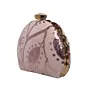 Women Pink Leaf Pattern Sequins Embroidery Clutch