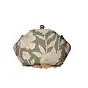 Woman Green And White Floral Printed Clutch