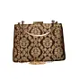 Women Brown And Golden Brocade Party Clutch