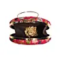 Woman Red Floral Embroidery Round Clutch