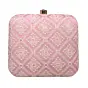 Woman Pink Chikankari Embroidery Clutch