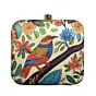 Women Beige Flower And Bird Printed Clutch