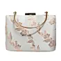 Women White And Golden Floral Brocade Party Clutch