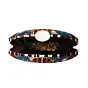 Woman Blue Sequins Embroidery Half Moon Clutch