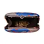 Woman Blue Based Floral Girl With Bold Red Lips Printed Clutch