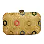 Women Golden Rectangle Sequins Embroidery Clutch