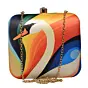 Woman Multicolored Swan Printed Clutch