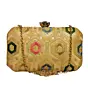 Women Golden Rectangle Sequins Embroidery Clutch