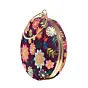 Woman Wine Floral Embroidery Round Clutch