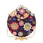 Woman Wine Floral Embroidery Round Clutch