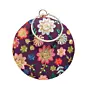 Woman Wine Floral Embroidery Round Clutch