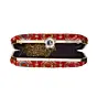 Women Red Rectangle Sequins Embroidery Clutch