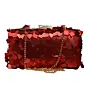 Woman Red Embellished Sequins Party Clutch