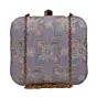 Women Lavender Floral Thread Embroidery Clutch