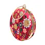 Woman Red Floral Embroidery Round Clutch