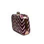 Woman Maroon And White Zigzag Printed Clutch