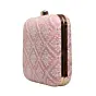 Woman Pink Chikankari Embroidery Clutch