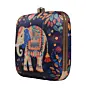 Women Black Elephant Printed Clutch