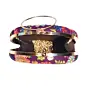 Woman Wine Floral Embroidery Round Clutch