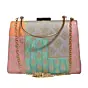 Woman Pink Multipattern Brocade Fabric Clutch
