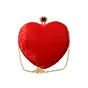 Woman Valentine Special Red Velvet Heart Clutch & Eternal Red Roses Gift Box with Heart Design Necklace