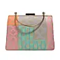 Woman Pink Multipattern Brocade Fabric Clutch