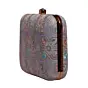 Women Lavender Floral Thread Embroidery Clutch