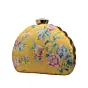 Woman Yellow Floral Printed Zari Embroidery Clutch