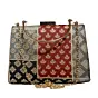 Woman Maroon Multipattern Brocade Fabric Clutch