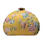 Woman Yellow Floral Printed Zari Embroidery Clutch