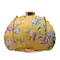 Woman Yellow Floral Printed Zari Embroidery Clutch