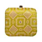 Woman Yellow And White Thread Embroidery Clutch