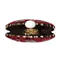 Women Maroon Sequins Embroidery Half Moon Clutch