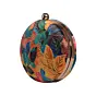 Woman Multicolor Batik Leaves Printed Oval Clutch