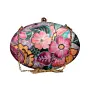 Women Pink Floral Printed Oval Clutch