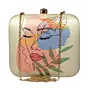 Women Abstract Art Face Printed Clutch