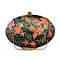 Woman Pink Batik Floral Print Oval Clutch