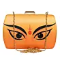 Women Durga Eyes Yellow Printed Clutch
