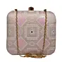 Women Pink And White Thread Embroidery Clutch