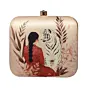 Women With White Tiger Printed Clutch