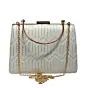 Women White Sequins Embroidery Party Clutch
