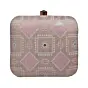 Women Pink And White Thread Embroidery Clutch