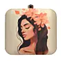 Women Floral Lady Portrait Printed Clutch