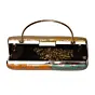Women Yellow Multipattern Brocade Fabric Clutch
