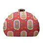 Woman Red Floral Printed Zari Embroidery Clutch