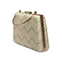 Women White And Golden Zigzag Embroidery Clutch
