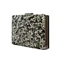Women Black Gravel Stone Metallic Evening Clutch