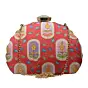 Woman Red Floral Printed Zari Embroidery Clutch